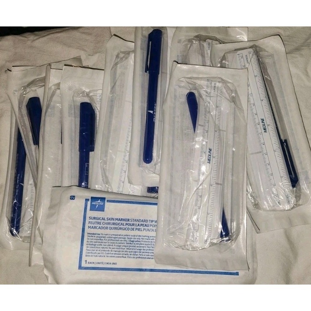 Medline Surgical Tattoo Skin Marker 10 Sealed Wrapped + Ruler  Labels 6 Sterile
